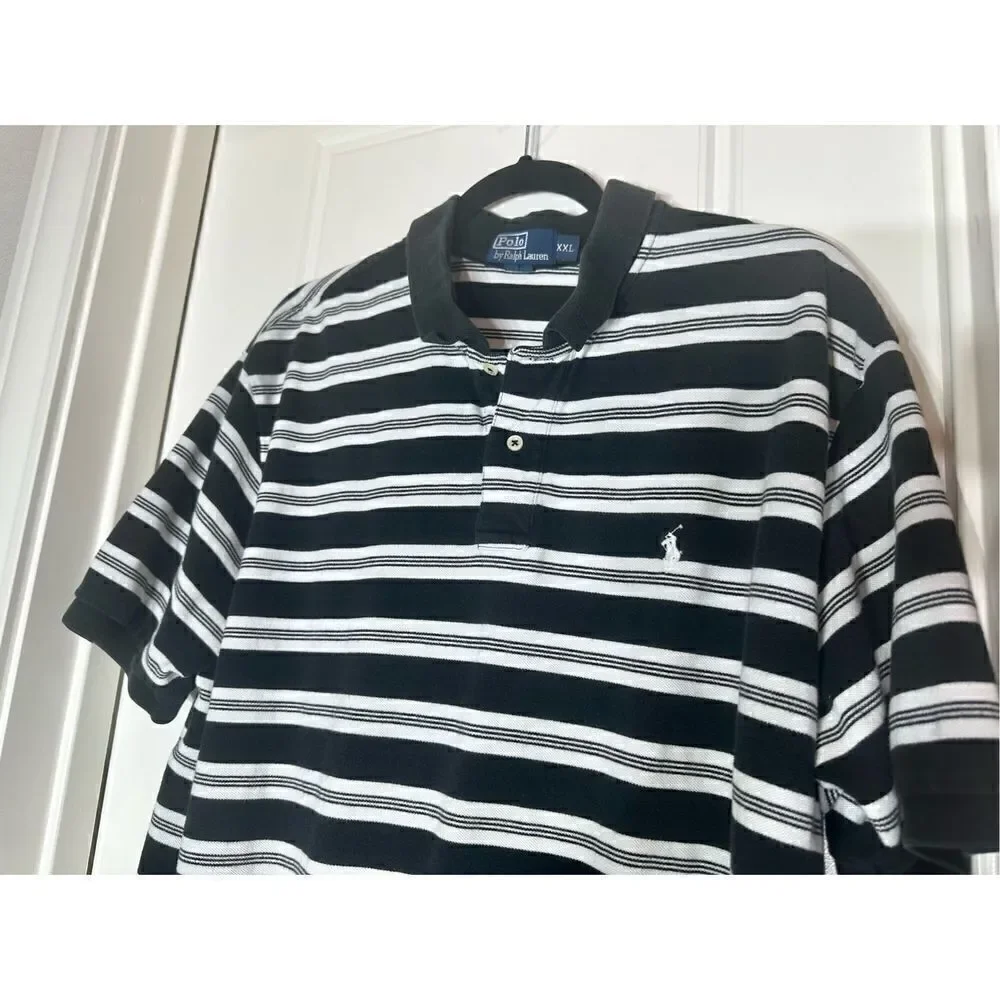 Polo Ralph Lauren black and white striped polo size XXL